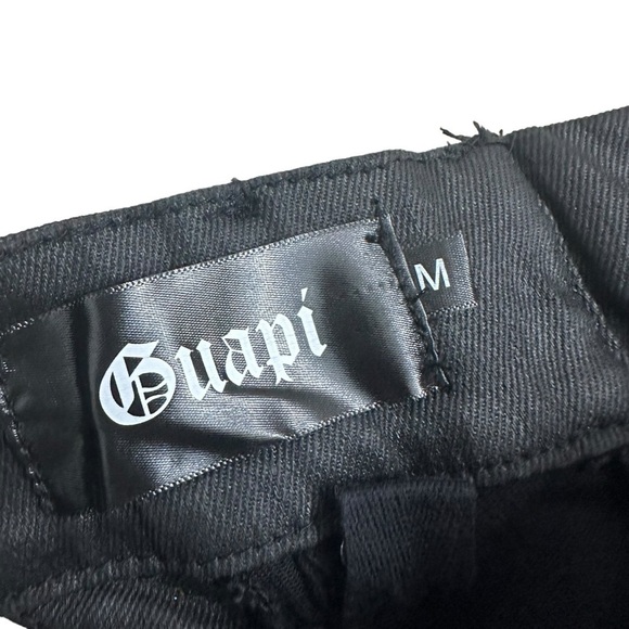 Guapi Pants Faux Leather Grunge Black Streetwear Fringe Cut Out Size Medium New - Picture 6 of 7